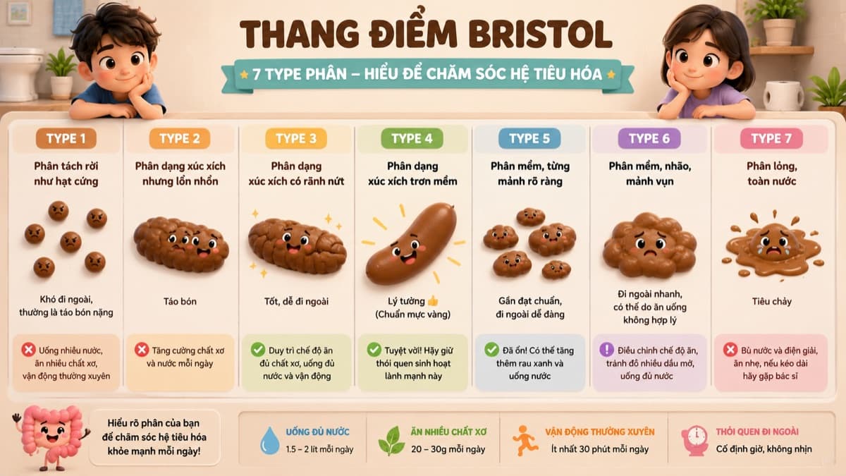 Thang Điểm Bristol: "Chiếc Gương" Phản Chiếu Sức Khỏe Đường Ruột Của Con