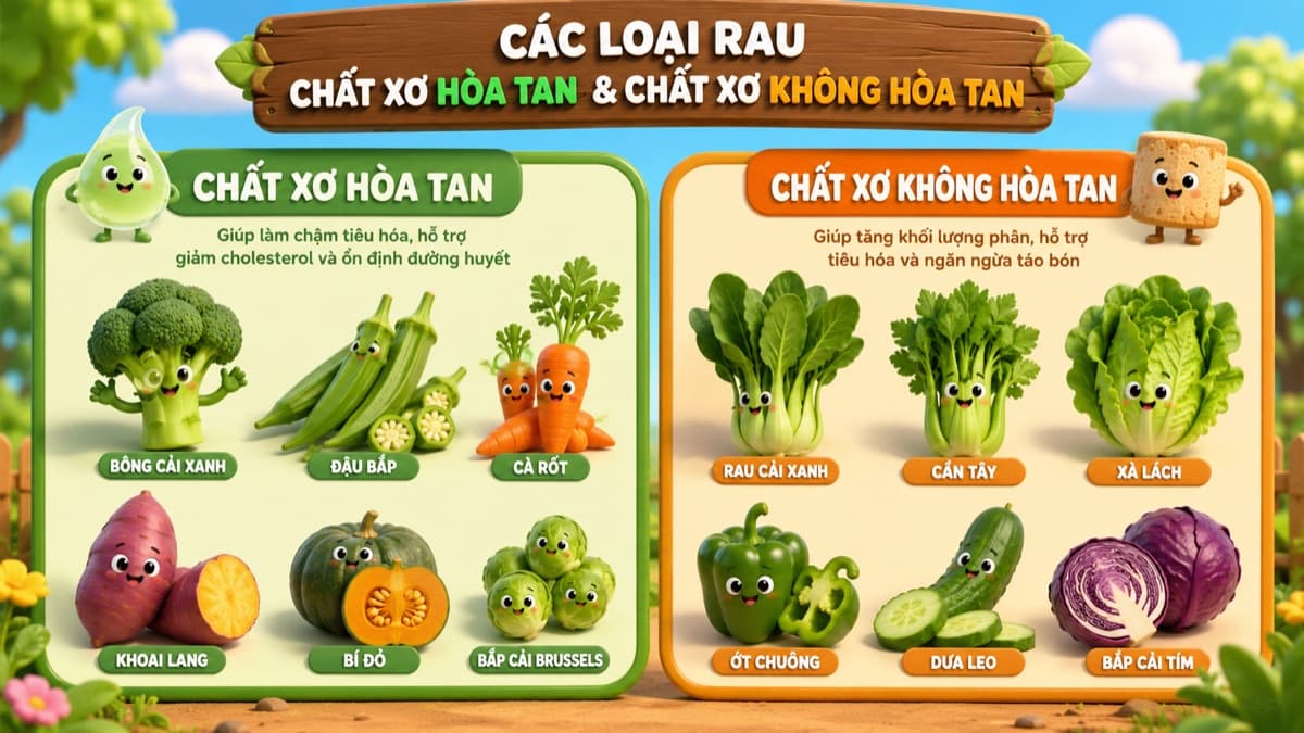 Chất Xơ Hòa Tan VS. Không Hòa Tan: Đâu Là "Người Hùng" Cho Đường Ruột Của Con?