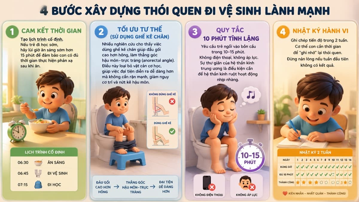 Luyện Phản Xạ Đại Tiện: Cách "Cài Đặt Lại" Nhịp Sinh Học Cho Đại Tràng