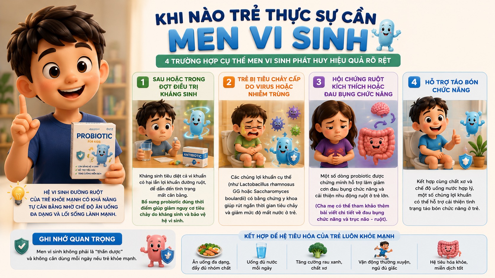 4 trường hợp cụ thể trẻ thực sự cần men vi sinh phát huy hiệu quả rõ rệt