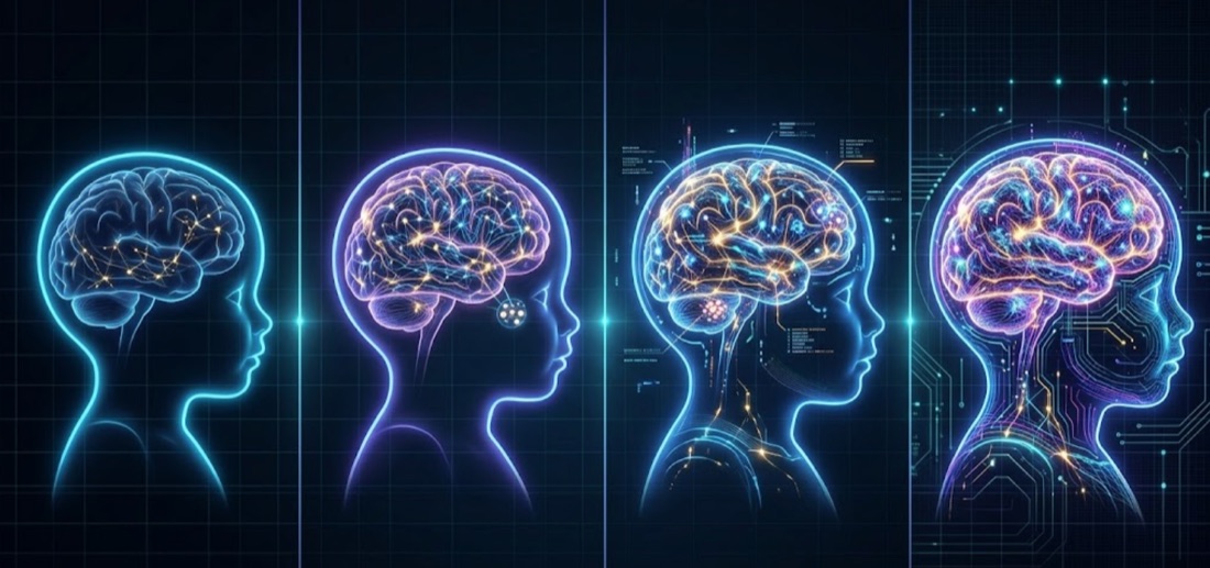 Minh hoạ các giai đoạn phát triển não bộ của trẻ