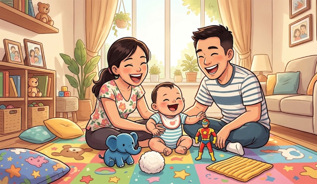 Cha mẹ chơi cùng con với đồ chơi cảm giác